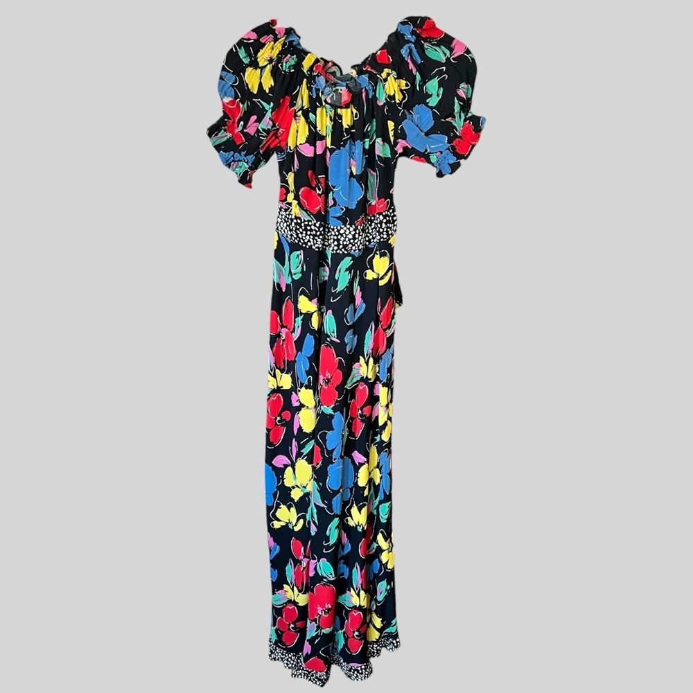 RIXO X Target Black Floral Off the Shoulder Puff Sleeve Maxi Dress. - Picture 2 of 4